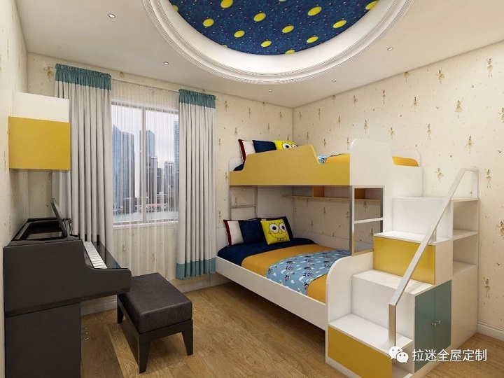 兒童實木雙層床效果圖