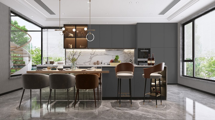 高級灰廚房整體櫥柜圖片